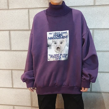 2019 Autumn And Winter New Couple Printing Half-high Collar Loose Plus Velvet Sweatshirt Fashion Casual Pullover Purple S-XL
2019 Autumn And Winter New Couple Printing Half-high Collar Loose Plus Velvet Sweatshirt Fashion Casual Pullover Purple S-XL