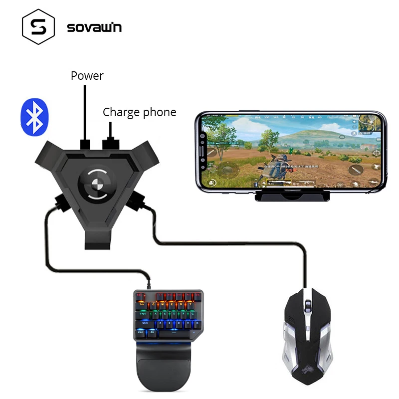 Sovawin P5 геймпад PUBG мобильный контроллер игровая клавиатура мышь конвертер Bluetooth 4 1