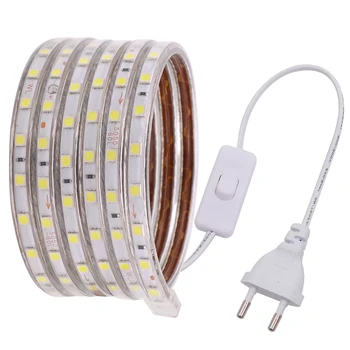 220V LED Strip Light SMD5050 60LEDs/m Flexible LED Tape Waterproof LED Ribbon with EU Switch Plug for Home Decoration
220V LED Strip Light SMD5050 60LEDs/m Flexible LED Tape Waterproof LED Ribbon with EU Switch Plug for Home Decoration