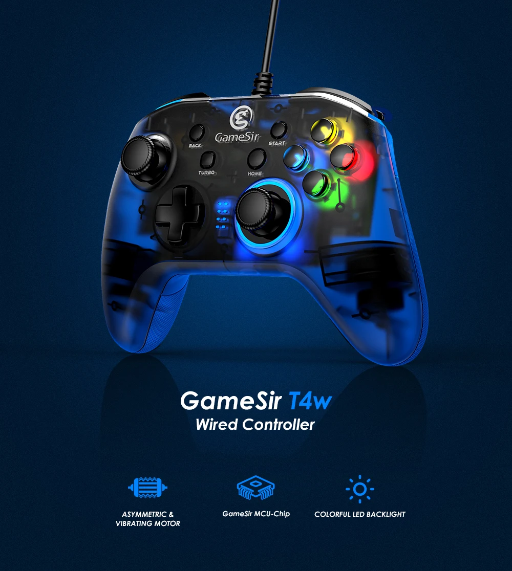 Gamesir t4w usb wired game controller gamepad with vibration and turbo function joystick for windows 7/8/10