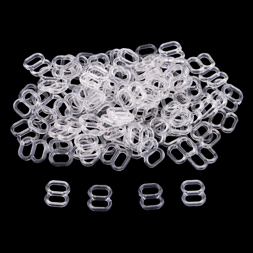 100Pcs/lot 8 Shaped Nylon Lingerie Bra Strap Sliders Adjuster Hook Clips for Corset Garter Bikini