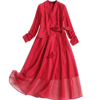 2020 spring Red Mesh Dresses Women V Neck Long Sleeve High Waist Lace Up Dress Female Fashion Tide
2020 spring Red Mesh Dresses Women V Neck Long Sleeve High Waist Lace Up Dress Female Fashion Tide