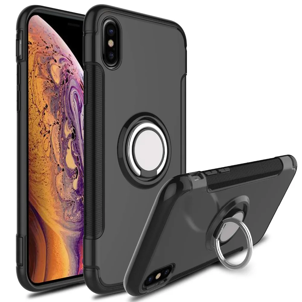 Case For iPhone X Xr Xs Max Cover Luxury Magnetic Finger Holder Anti-knock (9)