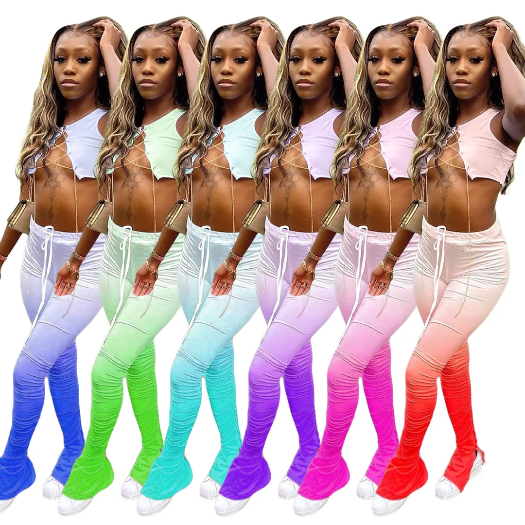 New Women Gradient Color Metal Chain Fold Split Two Piece Set Bandage Top Pants Sexy Club Outfits Tracksuit Women Matching Sets
New Women Gradient Color Metal Chain Fold Split Two Piece Set Bandage Top Pants Sexy Club Outfits Tracksuit Women Matching Sets
