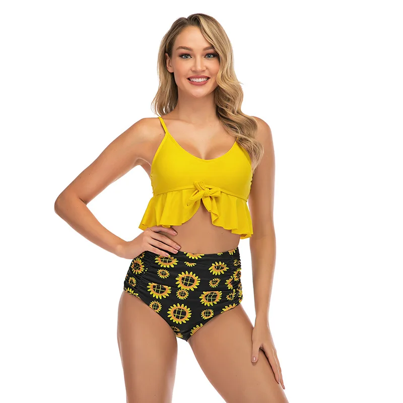 Plus Size Swimwear 2020 Sexy Split Bikini Set Printed Sunflower Ruffle Backless Bikini Swimming Suit for Women Traje de Banho
Plus Size Swimwear 2020 Sexy Split Bikini Set Printed Sunflower Ruffle Backless Bikini Swimming Suit for Women Traje de Banho