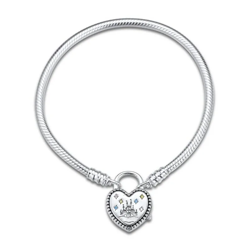 PANDULASO Fantasyland Castle Heart Snake Chain Bracelet 925 Sterling Silver Lock Clip Buckle Bracelet Women DIY Jewelry Making
PANDULASO Fantasyland Castle Heart Snake Chain Bracelet 925 Sterling Silver Lock Clip Buckle Bracelet Women DIY Jewelry Making
