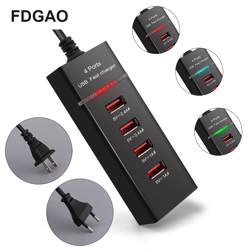 FDGAO EU /US Plug Fast Charging USB Power Strip Socket 4-port USB porous socket Intelligent digital charging
FDGAO EU /US Plug Fast Charging USB Power Strip Socket 4-port USB porous socket Intelligent digital charging