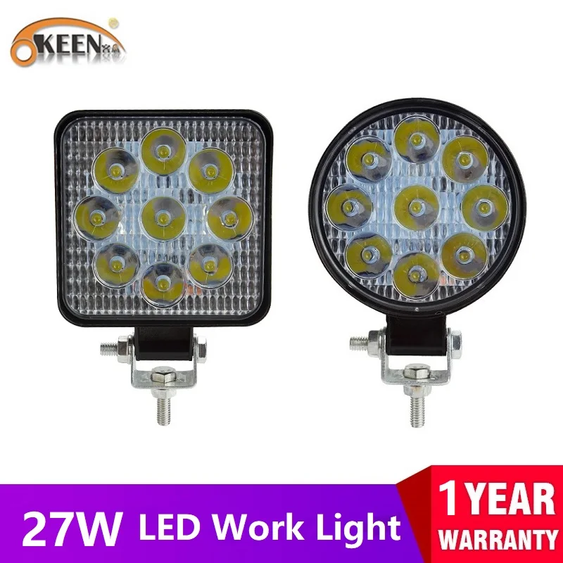 OKEEN 1pcs Offroad 4x4 Car LED Work Light 27W Spot LED Light Bar 12V Auto Fog Driving Lamp 4WD Truck Tractor Boat Trailer Light
OKEEN 1pcs Offroad 4x4 Car LED Work Light 27W Spot LED Light Bar 12V Auto Fog Driving Lamp 4WD Truck Tractor Boat Trailer Light