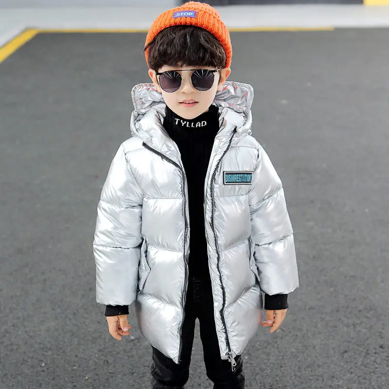 Зимняя куртка Детская осенняя парка для мальчиков цвет черный металлик