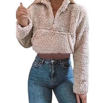 GAOKE 2020 long sleeve zipper pocket patchwork Faux lambswool crop tops autumn winter women streetwear solid coat jacket 
GAOKE 2020 long sleeve zipper pocket patchwork Faux lambswool crop tops autumn winter women streetwear solid coat jacket