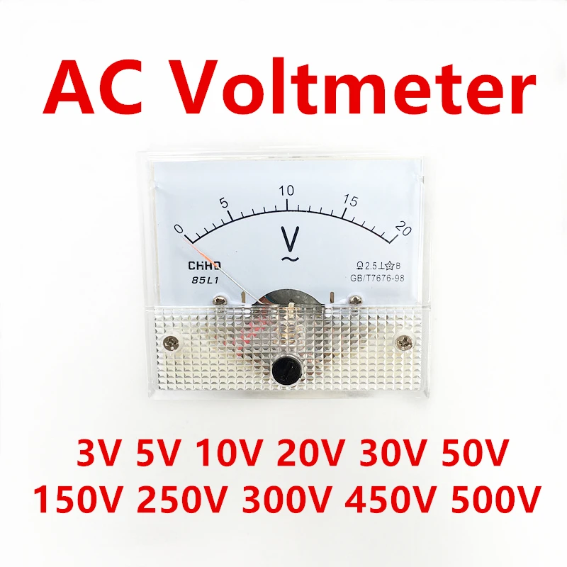 85L1 AC Analog Voltage Meter Panel 3V 5V 10V 20V 50V 150V 250V 300V 500V Gauge Voltage Mechanical Voltmeter
85L1 AC Analog Voltage Meter Panel 3V 5V 10V 20V 50V 150V 250V 300V 500V Gauge Voltage Mechanical Voltmeter