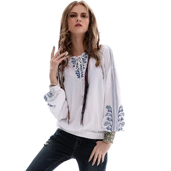 Women's 2020 Spring New Style Thin Top Vintage Half-open Collar Cotton Linen Embroidered Long Sleeve Shirt B9517
Women's 2020 Spring New Style Thin Top Vintage Half-open Collar Cotton Linen Embroidered Long Sleeve Shirt B9517