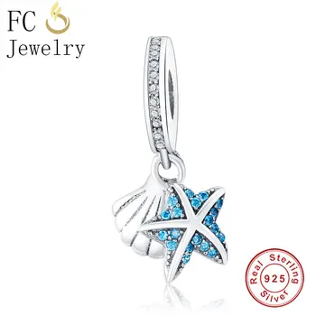 

FC Jewelry Fit Original Brand Charms Bracelets Authentic 925 Sterling Silver Tropical Starfish & Sea Shell Frosty Mint Beads