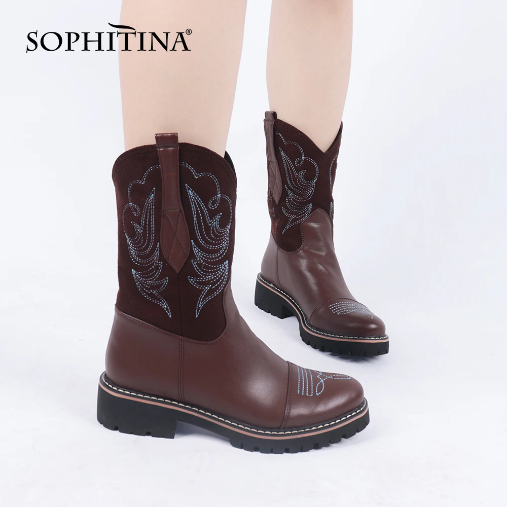SOPHITINA Stylish Women Boots Comfortable Ladies Mid-Calf Western Boots Sewing Totem Floral Decoration Winter Women Boots C784
SOPHITINA Stylish Women Boots Comfortable Ladies Mid-Calf Western Boots Sewing Totem Floral Decoration Winter Women Boots C784