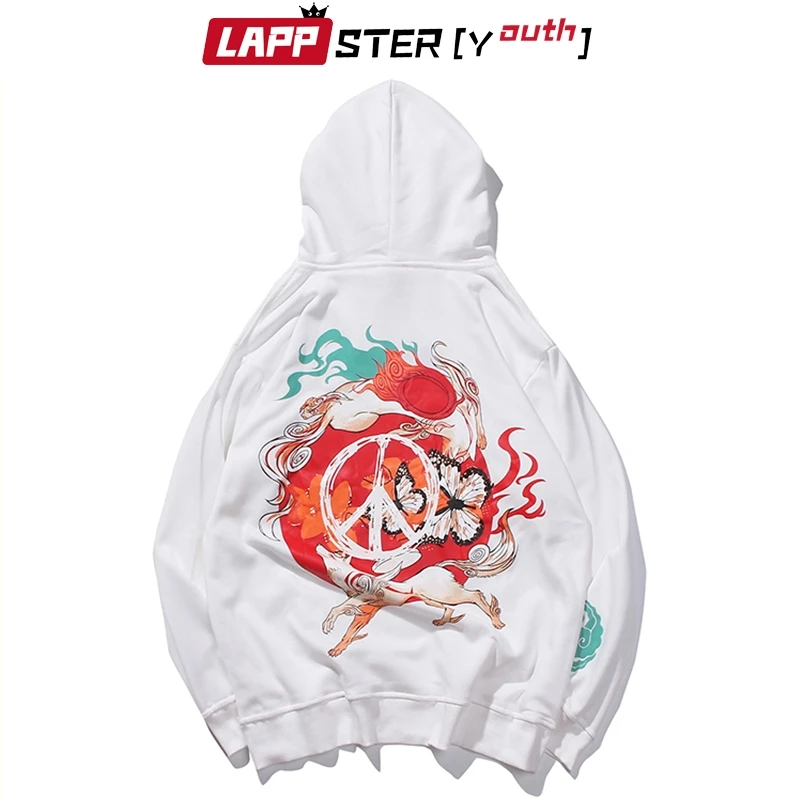 LAPPSTER пара Overszied Забавный принт толстовки с капюшоном 2019 мужские уличные хип хоп