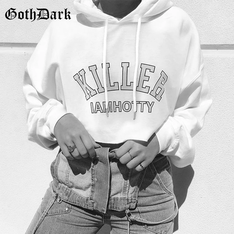 Goth Dark White Letter Print Gothic Sweatshrits Women Harajuku Crop Loose Autumn 2019 Vintage Female Hoodies Aesthetic Punk Chic
Goth Dark White Letter Print Gothic Sweatshrits Women Harajuku Crop Loose Autumn 2019 Vintage Female Hoodies Aesthetic Punk Chic