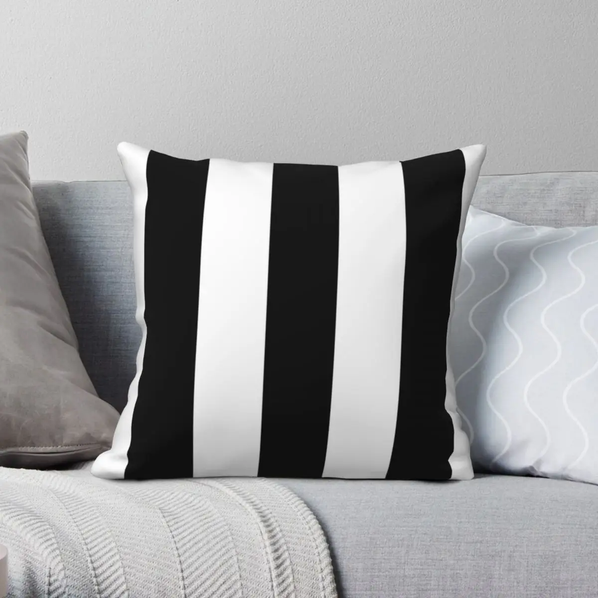 

Black And White Stripes Square Pillowcase Polyester Linen Velvet Pattern Zip Decor Throw Pillow Case Car Cushion Cover 18