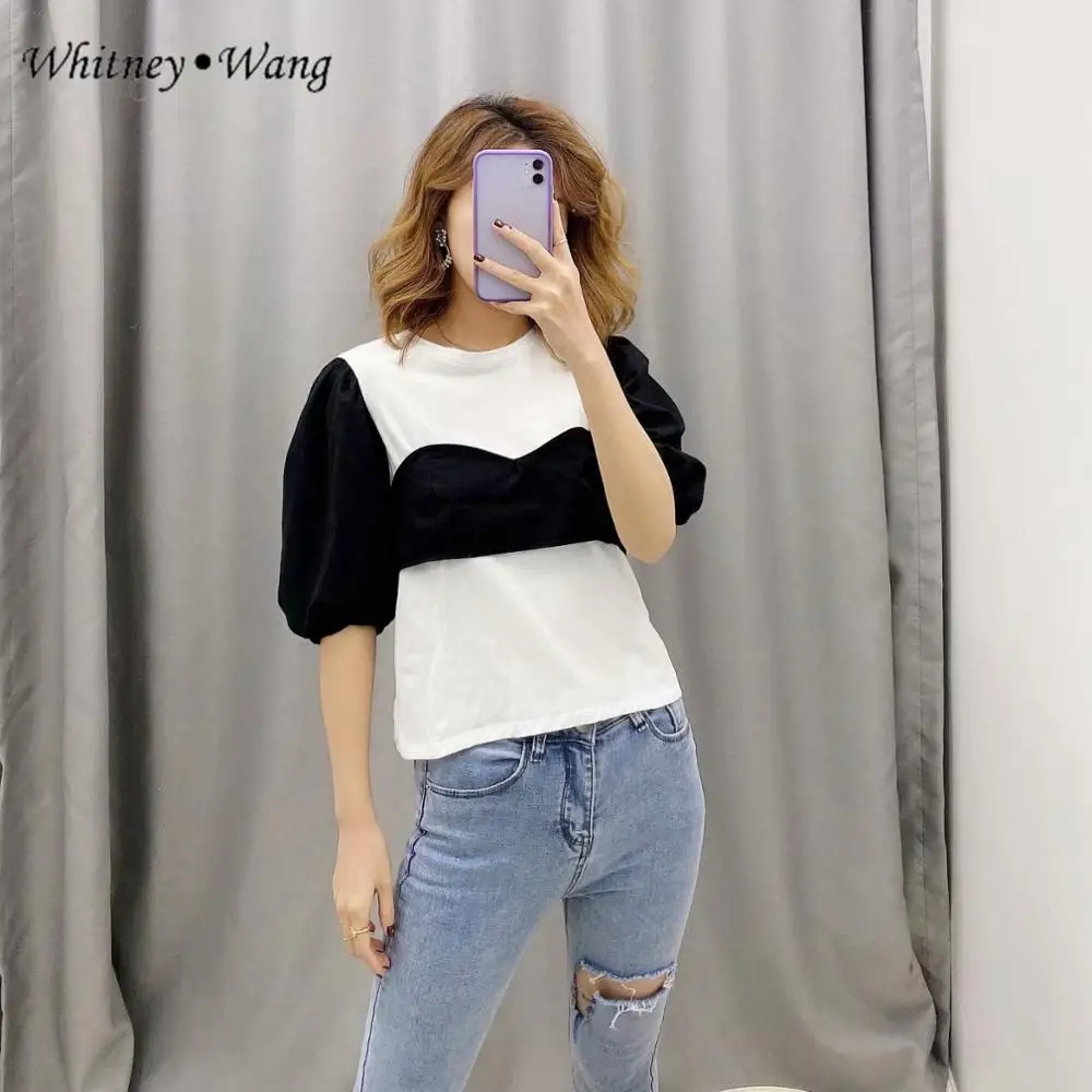 Футболка WHITNEY WANG модель 2020 года летняя модная уличная одежда цветная футболка с