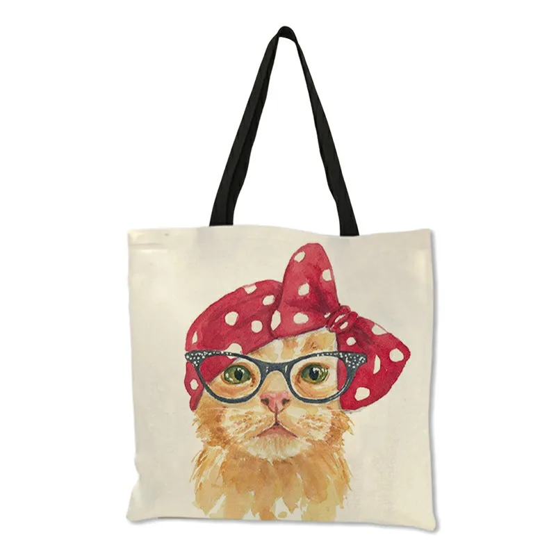 Милый кот печати для повторного использования хозяйственная сумка Для женщин