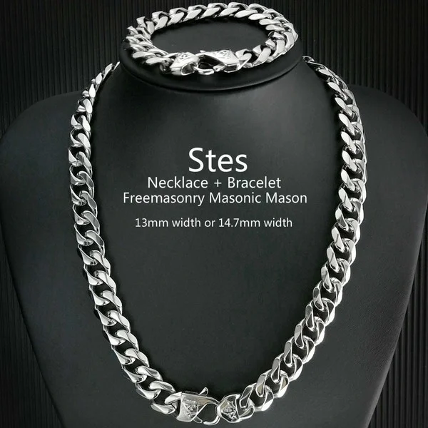 

Stes Necklace and Bracelet Freemasonry Masonic Mason Chain Stainless Steel