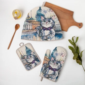Kitchen set Walking along the embankment (heating pad, mitten, oven mitt 14x22 cm) 70% cotton, pe 4940654
Kitchen set Walking along the embankment (heating pad, mitten, oven mitt 14x22 cm) 70% cotton, pe 4940654