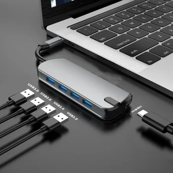 5 in 1 Type-c Hub Multiport Adapter 4 USB3.0 Port PD Charging Docking Station Wireless Charger
5 in 1 Type-c Hub Multiport Adapter 4 USB3.0 Port PD Charging Docking Station Wireless Charger