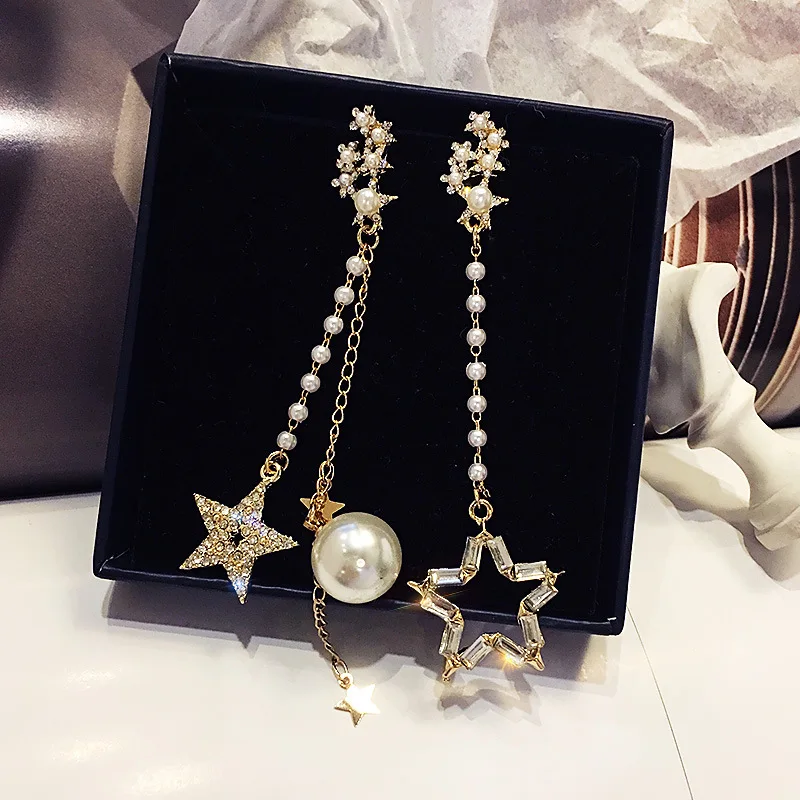 Korean Version Pendant Pearl Earrings for Women Fashion Simple Asymmetric Stars Long Tassel Earring Jewelry 
Korean Version Pendant Pearl Earrings for Women Fashion Simple Asymmetric Stars Long Tassel Earring Jewelry