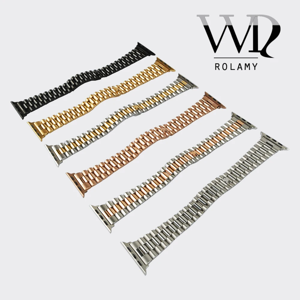 Rolamy 38 40 42 44mm Solid Stainless Steel Replacement Wrist Bracelet Oyster Watch Band With Adapter For Iwatch Apple Watch 
Rolamy 38 40 42 44mm Solid Stainless Steel Replacement Wrist Bracelet Oyster Watch Band With Adapter For Iwatch Apple Watch