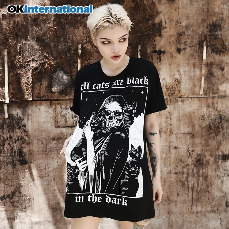 OKInternationa Black t shirt Gothic Grunge Punk Harajuku Skull Peinted t shirt women Halloween Party Long Tops Female tshirt 
OKInternationa Black t shirt Gothic Grunge Punk Harajuku Skull Peinted t shirt women Halloween Party Long Tops Female tshirt