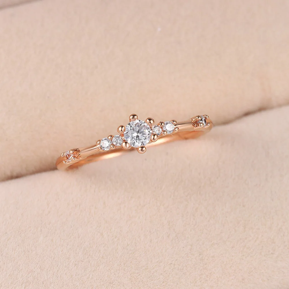 Маленькие кристаллические тонкие кольца для женщин отправка цвета розового