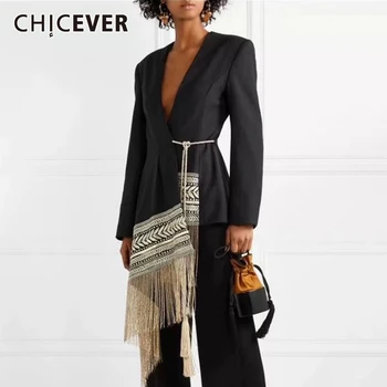 CHICEVER Embroidery Indie Folk Women's Suit V Neck Long Sleeve Tassel Patchwork Asymmetrical Blazer Female 2020 Autumn Tide
CHICEVER Embroidery Indie Folk Women's Suit V Neck Long Sleeve Tassel Patchwork Asymmetrical Blazer Female 2020 Autumn Tide