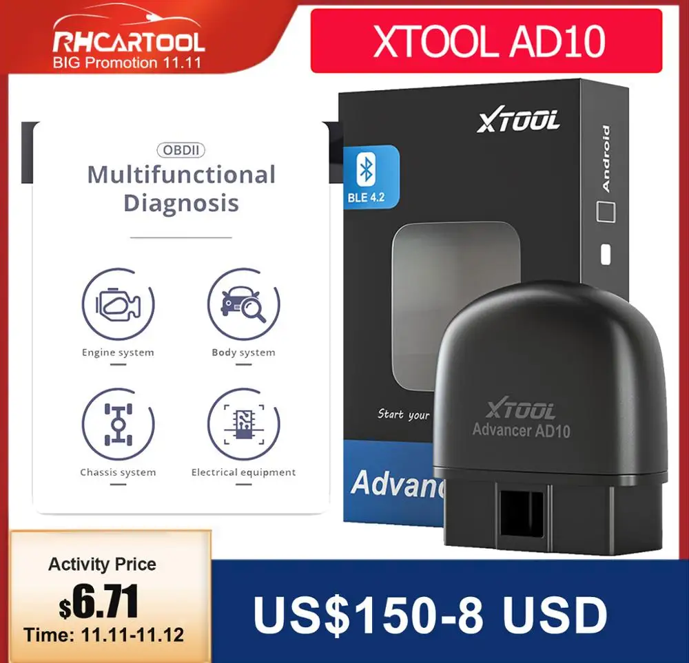 2020 XTOOL AD10 OBD2 scanner OBD 2 Engine Code Reader Car Diagnostic tool Multilingual free update PK CR3001 CR319 AD310 ELM327
2020 XTOOL AD10 OBD2 scanner OBD 2 Engine Code Reader Car Diagnostic tool Multilingual free update PK CR3001 CR319 AD310 ELM327