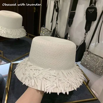 Europe and the United States retro sequined straw flat top bucket hat personality straw hat pot hat Hepburn hat female summer
Europe and the United States retro sequined straw flat top bucket hat personality straw hat pot hat Hepburn hat female summer