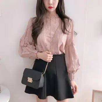 Autumn 2019 New Korean Women's Shirt See Through Top Pullover Stand Collar Lantern Sleeve Blouse Sweet Lace Shirts Female Cute
Autumn 2019 New Korean Women's Shirt See Through Top Pullover Stand Collar Lantern Sleeve Blouse Sweet Lace Shirts Female Cute
