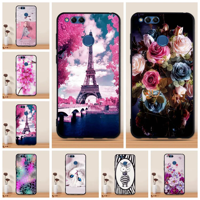 Для Fundas Huawei Honor 7X чехол мягкий силиконовый 3d милый для Coque 7 X Чехол Capa | Мобильные