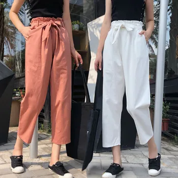 Autumn Women's High Waist Straight Pants 2019 Korean Pop Solid Color Nine Points Pant Casual Bow Elastic Waist Female Trousers
Autumn Women's High Waist Straight Pants 2019 Korean Pop Solid Color Nine Points Pant Casual Bow Elastic Waist Female Trousers