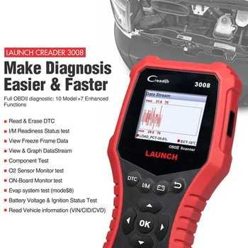 LAUNCH Creader 3008 OBD2 Code Reader Scanner Support obd2 + Battery test CR3008 OBDII diagnostic tool free update PK KW850
LAUNCH Creader 3008 OBD2 Code Reader Scanner Support obd2 + Battery test CR3008 OBDII diagnostic tool free update PK KW850
