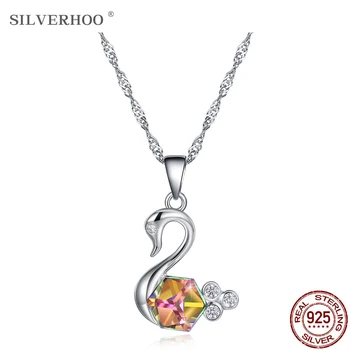 SILVERHOO 925 Sterling Silver Elegant Swan Pendant Necklace For Women Colorful Austria Crystal With Cubic Zircon Animal Necklace 
SILVERHOO 925 Sterling Silver Elegant Swan Pendant Necklace For Women Colorful Austria Crystal With Cubic Zircon Animal Necklace