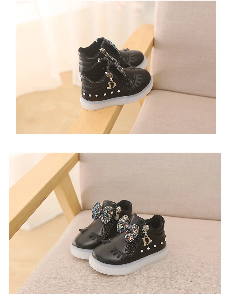 Size 21-30 Children's Glowing Sneakers Children Princess Girls LED Shoes Cute Baby Sneakers and Light Shoes Glowing