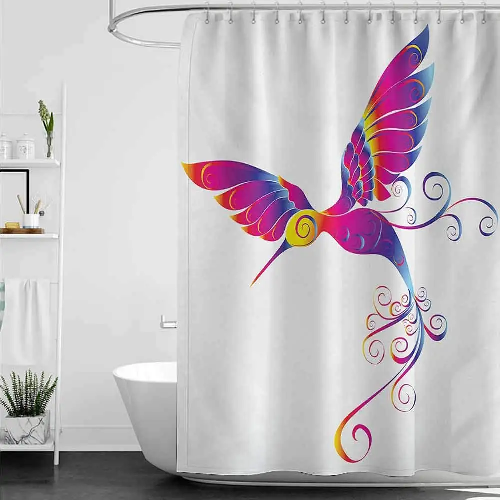 Shower Curtains Goldfish Hummingbirds,Colorful Feather Hummingbird Curvy Tail Ornament Stylized Artistic,Magenta Blue Yellow W60
Shower Curtains Goldfish Hummingbirds,Colorful Feather Hummingbird Curvy Tail Ornament Stylized Artistic,Magenta Blue Yellow W60