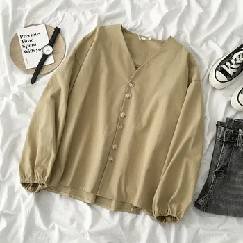 Vintage Elegatn Ctton Linen Women Shirts Summer New V-Neck Solid Loose Lady Cardigan Outwear Tops
Vintage Elegatn Ctton Linen Women Shirts Summer New V-Neck Solid Loose Lady Cardigan Outwear Tops