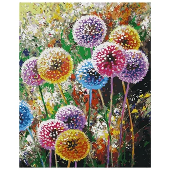 

DIY Paint By Number Flowers Color Dandelions Acrylic Oil Painting on Canvas