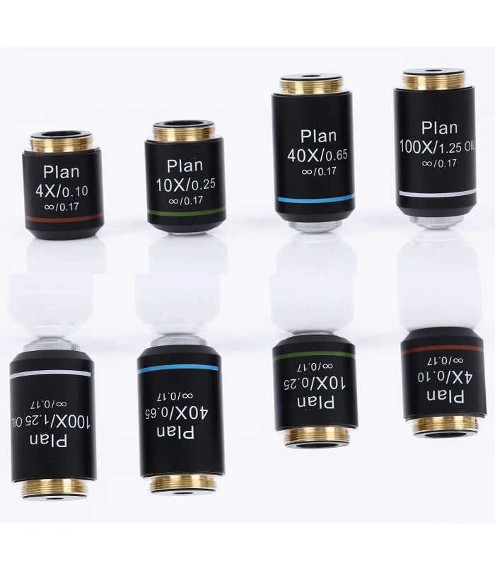 High Quality 4X 10X 40X 100X Plan Infinity Achromatic Objective Lens for Biological Microscope Lens Accessories Standard RMS
High Quality 4X 10X 40X 100X Plan Infinity Achromatic Objective Lens for Biological Microscope Lens Accessories Standard RMS