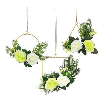 Artificial Rose Floral Hoop Wreath with Leaves Set of 3 Metal Geometric Frame for Oor Nursery Home Wedding Decoration
Artificial Rose Floral Hoop Wreath with Leaves Set of 3 Metal Geometric Frame for Oor Nursery Home Wedding Decoration