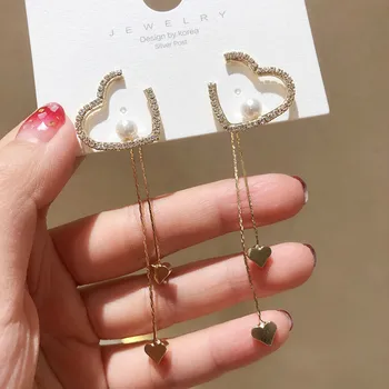 2020 New Arrival Crystal Trendy Water Drop Women Dangle Earrings Ikorean Tassel Pearl Tassel Long Gap Love Elegant Jewelry
2020 New Arrival Crystal Trendy Water Drop Women Dangle Earrings Ikorean Tassel Pearl Tassel Long Gap Love Elegant Jewelry