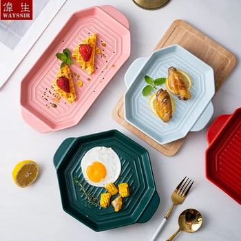 Nordic Under-glazing Colorful Porcelain Baking Plate Handle Ceramics Noodel Pasta Dinner Tableware Fruit Plate Tray Baking Dish
Nordic Under-glazing Colorful Porcelain Baking Plate Handle Ceramics Noodel Pasta Dinner Tableware Fruit Plate Tray Baking Dish
