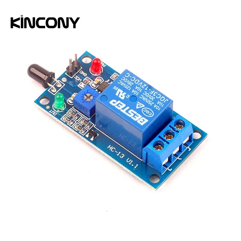 Kincony 1 канал DC12V пламени Сенсор модуль огонь оповещение при обнаружении реле для