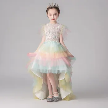 Children Girls Fashion Rainbow Color Luxury O-Neck Birthday Wedding Party Long Tail Dress Model Show Catwalk Layers Dress Wear
Children Girls Fashion Rainbow Color Luxury O-Neck Birthday Wedding Party Long Tail Dress Model Show Catwalk Layers Dress Wear