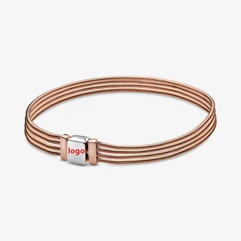 Fit Original S925 Sterling Silver Rose Gold Bracelet Reflexions Multi Snake Chain Bracelets Women Pan Charm Beads Jewelry 
Fit Original S925 Sterling Silver Rose Gold Bracelet Reflexions Multi Snake Chain Bracelets Women Pan Charm Beads Jewelry