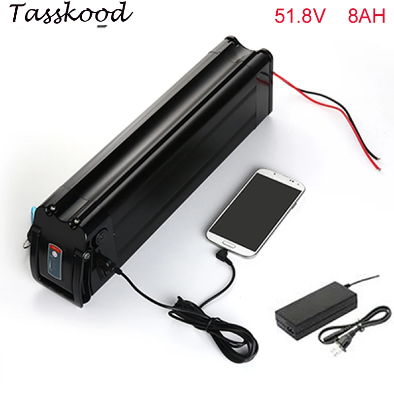 Electric Bicycle 52V 8Ah Lithium ion Battery 1000W E-Bike Silver Fish Battery Pack 14S BatTery and 2A Fast Charger
Electric Bicycle 52V 8Ah Lithium ion Battery 1000W E-Bike Silver Fish Battery Pack 14S BatTery and 2A Fast Charger